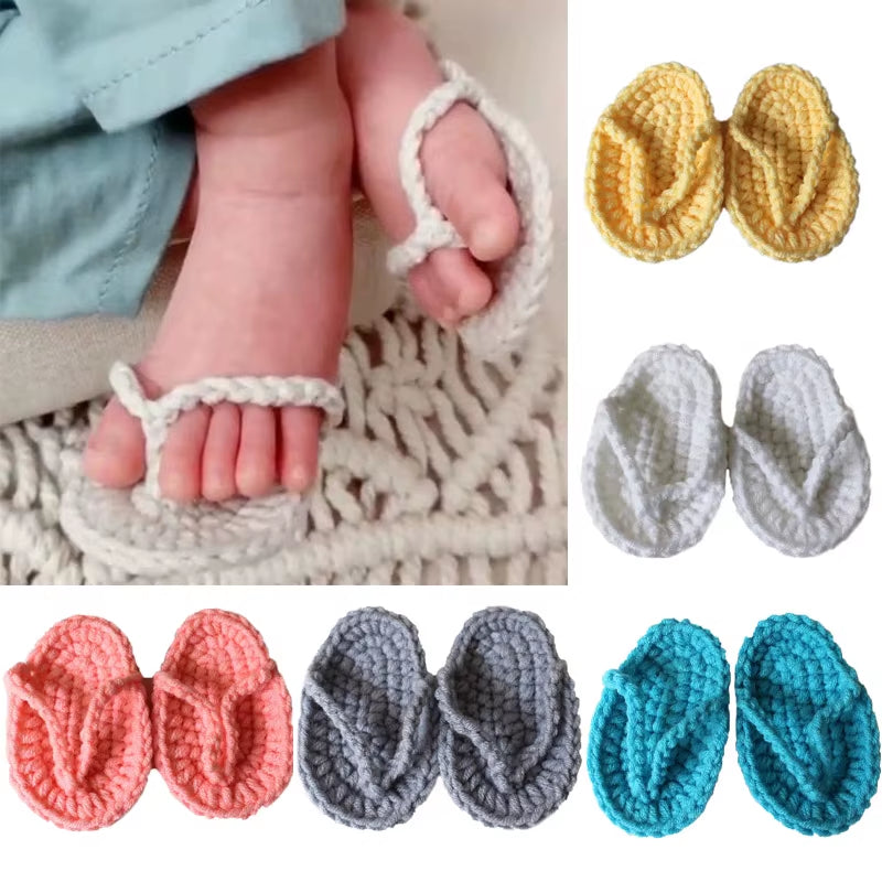 Infant Baby Cotton Slippers Baby Photography Props Newborn Fotografia Baby Photography Handmade Crochet Baby Kids Shoes Dropship