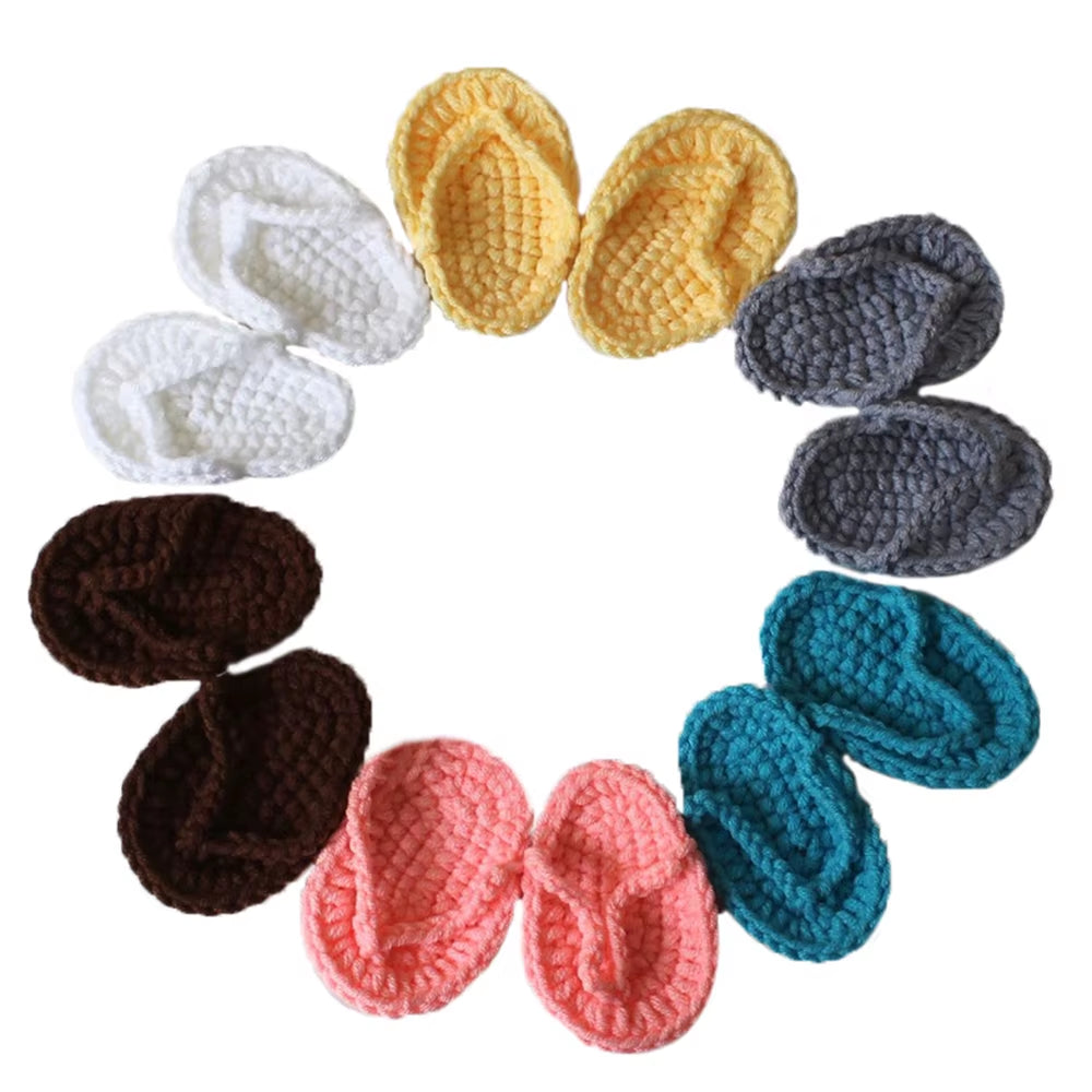 Infant Baby Cotton Slippers Baby Photography Props Newborn Fotografia Baby Photography Handmade Crochet Baby Kids Shoes Dropship